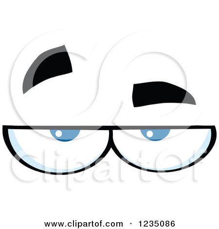 Clipart of a Pair of Bored Blue Eyes - Royalty Free Vector Illustration by Hit Toon