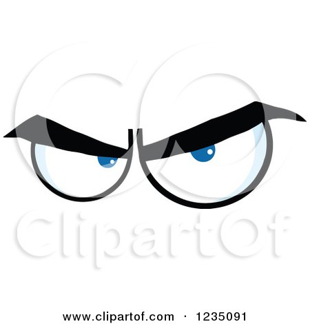 Clipart of a Pair of Angry Blue Eyes - Royalty Free Vector Illustration by Hit Toon