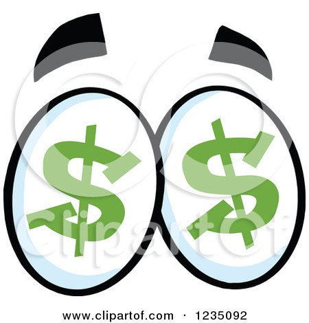 Clipart of a Pair of Greedy Dollar Eyes - Royalty Free Vector Illustration by Hit Toon