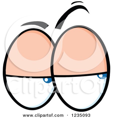 Clipart of a Pair of Suspicious Blue Eyes - Royalty Free Vector Illustration by Hit Toon