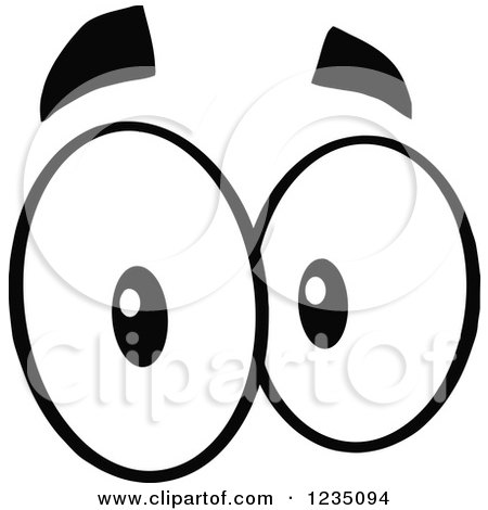Clipart of a Pair of Surprised Black and White Eyes - Royalty Free Vector  Illustration by Hit Toon #1235094