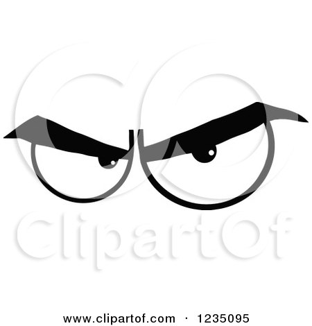 Clipart of a Pair of Angry Black and White Eyes - Royalty Free Vector Illustration by Hit Toon