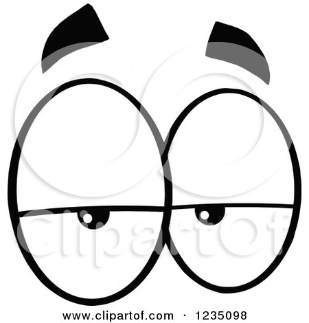Clipart of a Pair of Lazy Black and White Eyes - Royalty Free Vector Illustration by Hit Toon