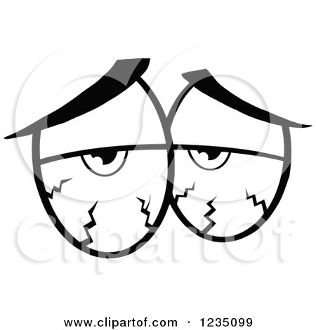 Clipart of a Pair of Blood Shot Black and White Eyes - Royalty Free Vector Illustration by Hit Toon