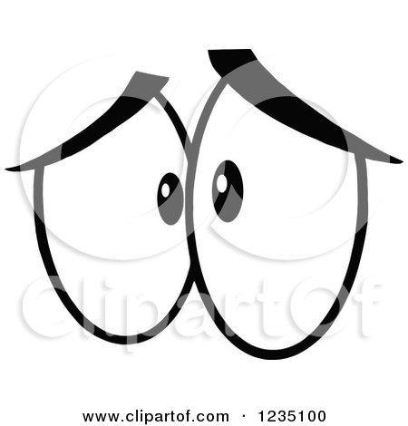 Clipart of a Pair of Sad Black and White Eyes - Royalty Free Vector Illustration by Hit Toon