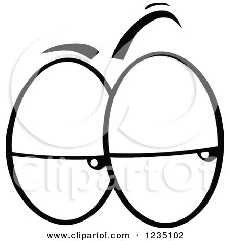 Clipart of a Pair of Suspicious Black and White Eyes - Royalty Free Vector Illustration by Hit Toon
