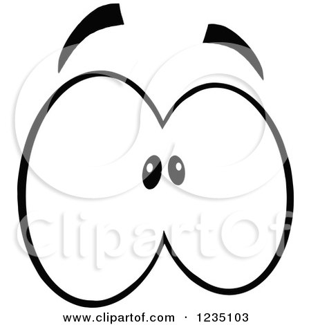 Clipart of a Pair of Scared Black and White Eyes - Royalty Free Vector Illustration by Hit Toon