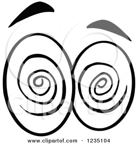 Clipart of a Pair of Hypnotized Black and White Eyes - Royalty Free Vector Illustration by Hit Toon