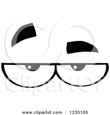 Clipart of a Pair of Bored Black and White Eyes - Royalty Free Vector Illustration by Hit Toon