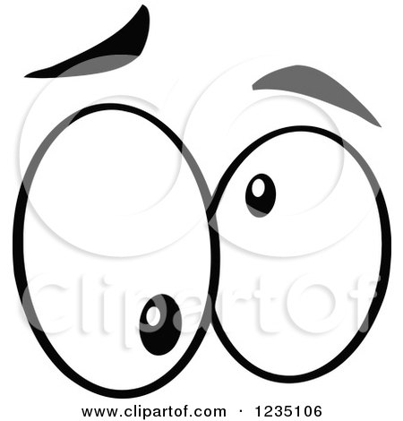 Clipart of a Pair of Crazy Black and White Eyes - Royalty Free Vector Illustration by Hit Toon