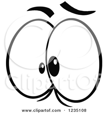 Clipart of a Pair of Insane Black and White Eyes - Royalty Free Vector Illustration by Hit Toon