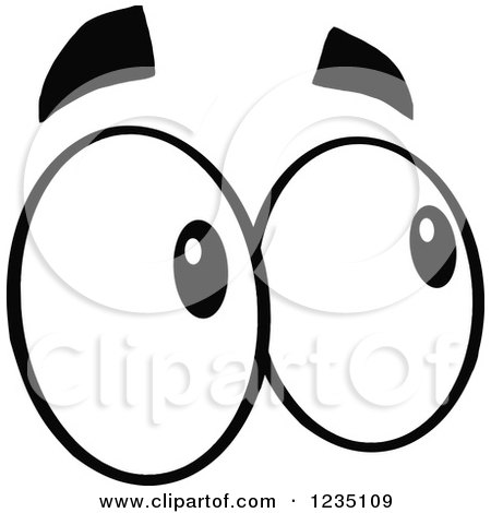 Clipart of a Pair of Looking Black and White Eyes - Royalty Free Vector Illustration by Hit Toon