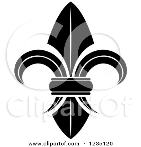 Clipart of a Black and White Lily Fleur De Lis 3 - Royalty Free Vector Illustration by Vector Tradition SM