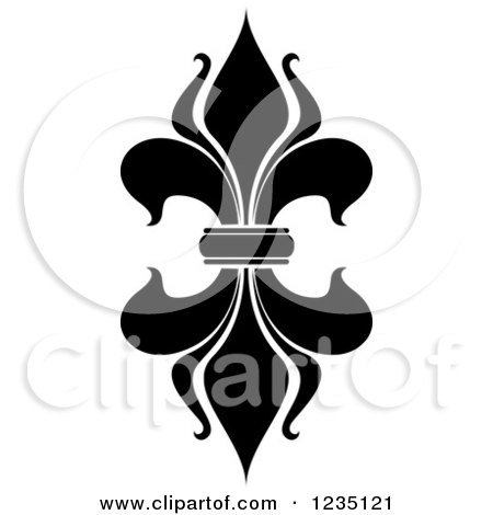 Clipart of a Black and White Lily Fleur De Lis - Royalty Free Vector Illustration by Vector Tradition SM