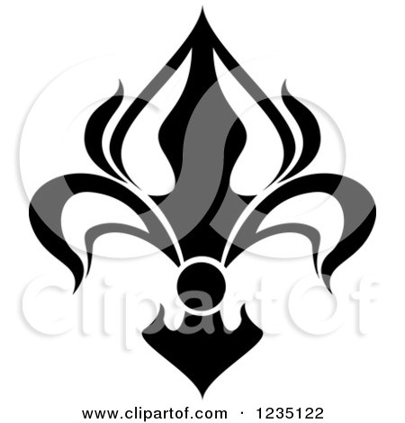 Clipart of a Black and White Lily Fleur De Lis 10 - Royalty Free Vector Illustration by Vector Tradition SM