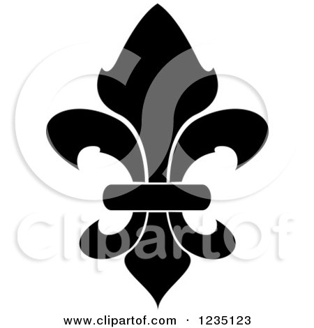 Clipart of a Black and White Lily Fleur De Lis 7 - Royalty Free Vector Illustration by Vector Tradition SM