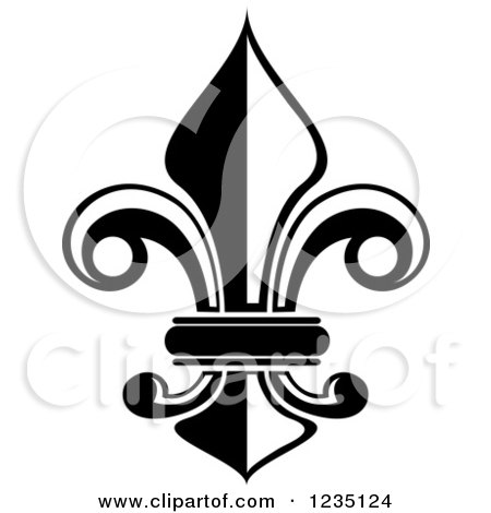 Clipart of a Black and White Lily Fleur De Lis 6 - Royalty Free Vector Illustration by Vector Tradition SM