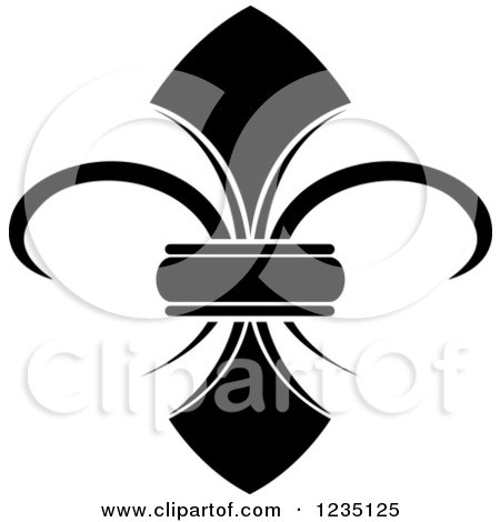 Clipart of a Black and White Lily Fleur De Lis 4 - Royalty Free Vector Illustration by Vector Tradition SM
