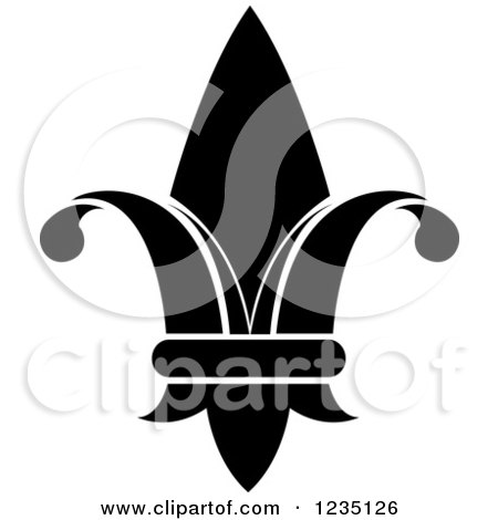 Clipart of a Black and White Lily Fleur De Lis 5 - Royalty Free Vector Illustration by Vector Tradition SM