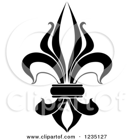 Clipart of a Black and White Lily Fleur De Lis 8 - Royalty Free Vector Illustration by Vector Tradition SM