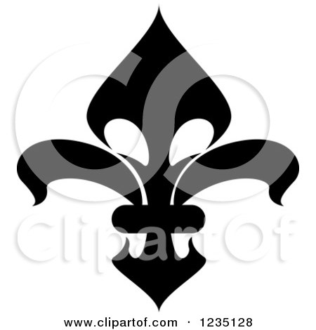 Clipart of a Black and White Lily Fleur De Lis 11 - Royalty Free Vector Illustration by Vector Tradition SM
