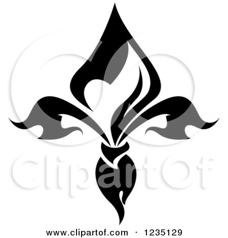 Clipart of a Black and White Lily Fleur De Lis 12 - Royalty Free Vector Illustration by Vector Tradition SM