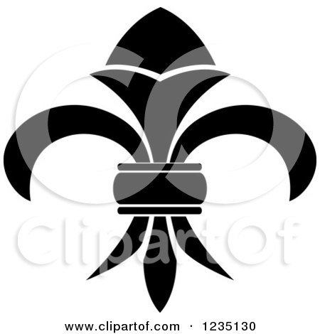 Clipart of a Black and White Lily Fleur De Lis 2 - Royalty Free Vector Illustration by Vector Tradition SM
