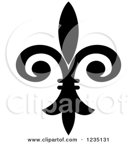 Clipart of a Black and White Lily Fleur De Lis 20 - Royalty Free Vector Illustration by Vector Tradition SM