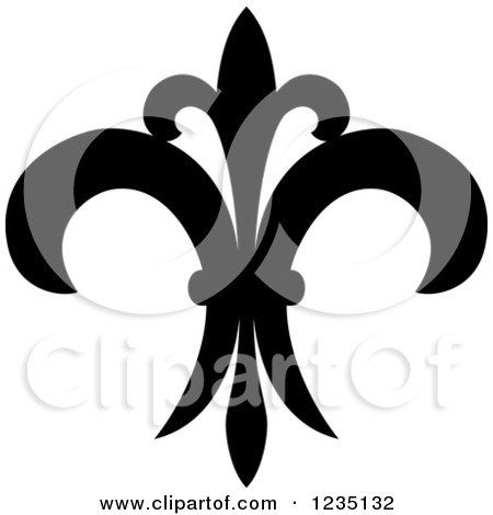 Clipart of a Black and White Lily Fleur De Lis 21 - Royalty Free Vector Illustration by Vector Tradition SM