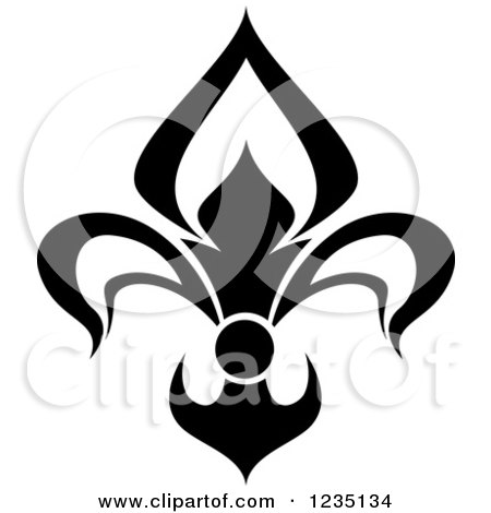 Clipart of a Black and White Lily Fleur De Lis 9 - Royalty Free Vector Illustration by Vector Tradition SM