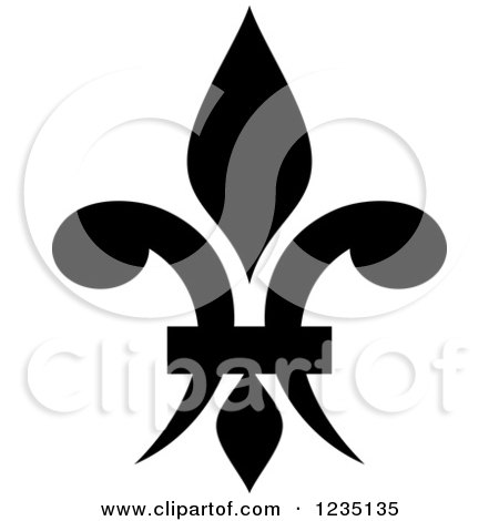 Clipart of a Black and White Lily Fleur De Lis 13 - Royalty Free Vector Illustration by Vector Tradition SM