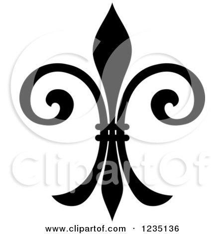 Clipart of a Black and White Lily Fleur De Lis 18 - Royalty Free Vector Illustration by Vector Tradition SM