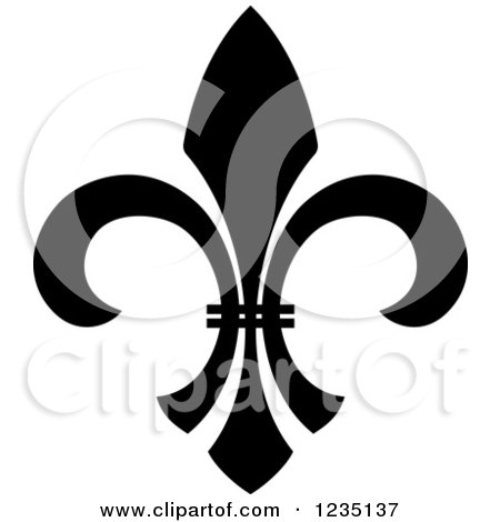 Clipart of a Black and White Lily Fleur De Lis 17 - Royalty Free Vector Illustration by Vector Tradition SM
