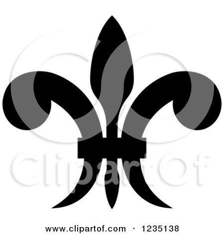 Clipart of a Black and White Lily Fleur De Lis 19 - Royalty Free Vector Illustration by Vector Tradition SM