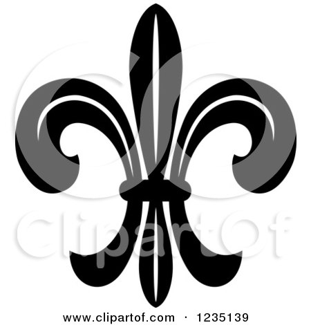 Clipart of a Black and White Lily Fleur De Lis 16 - Royalty Free Vector Illustration by Vector Tradition SM