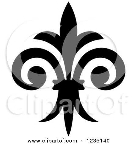 Clipart of a Black and White Lily Fleur De Lis 14 - Royalty Free Vector Illustration by Vector Tradition SM