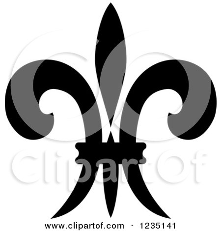 Clipart of a Black and White Lily Fleur De Lis 15 - Royalty Free Vector Illustration by Vector Tradition SM