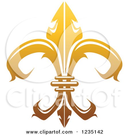 Clipart of a Gradient Golden Lily Fleur De Lis 6 - Royalty Free Vector Illustration by Vector Tradition SM