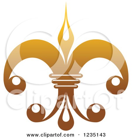 Clipart of a Gradient Golden Lily Fleur De Lis 13 - Royalty Free Vector Illustration by Vector Tradition SM