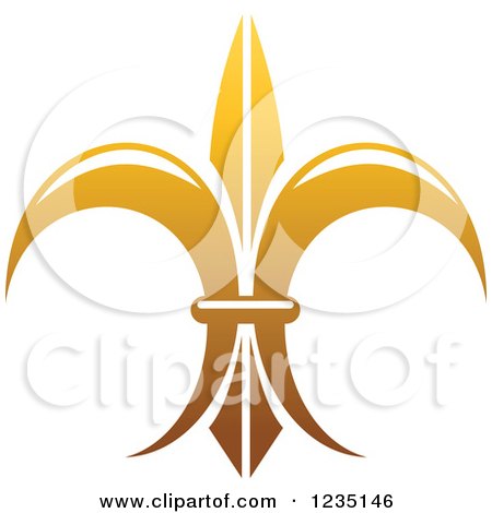 Clipart of a Gradient Golden Lily Fleur De Lis 9 - Royalty Free Vector Illustration by Vector Tradition SM