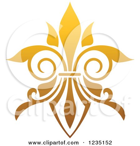 Clipart of a Gradient Golden Lily Fleur De Lis 2 - Royalty Free Vector Illustration by Vector Tradition SM
