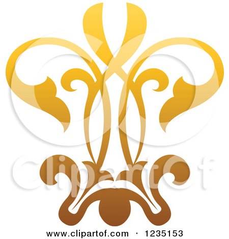 Clipart of a Gradient Golden Lily Fleur De Lis - Royalty Free Vector Illustration by Vector Tradition SM