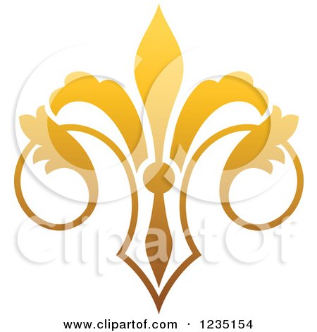 Clipart of a Gradient Golden Lily Fleur De Lis 5 - Royalty Free Vector Illustration by Vector Tradition SM