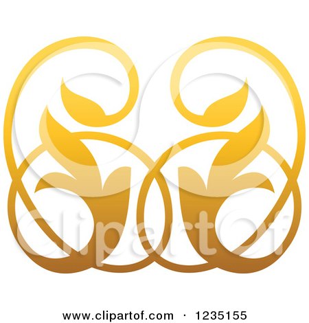 Clipart of a Gradient Golden Floral Design Element 4 - Royalty Free Vector Illustration by Vector Tradition SM