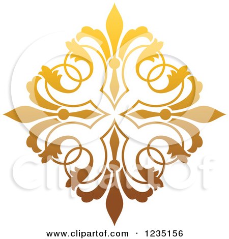 Clipart of a Gradient Golden Floral Design Element 3 - Royalty Free Vector Illustration by Vector Tradition SM