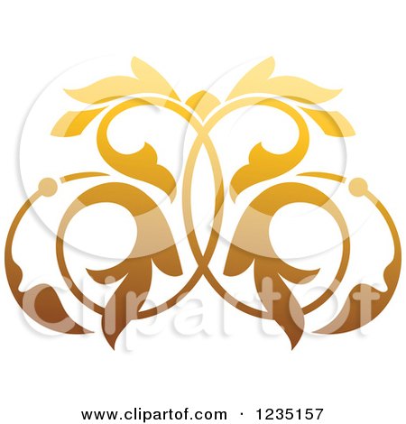 Clipart of a Gradient Golden Floral Design Element 2 - Royalty Free Vector Illustration by Vector Tradition SM