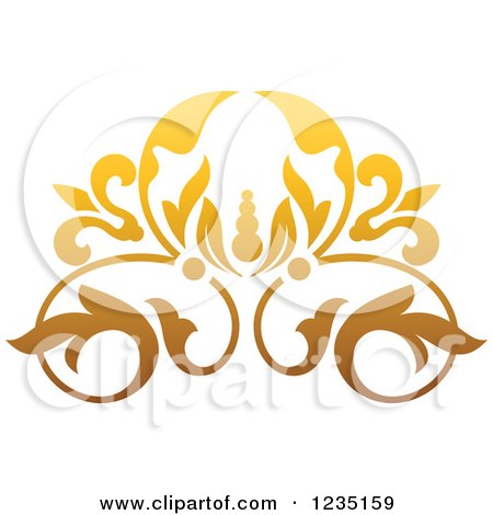 Clipart of a Gradient Golden Floral Design Element - Royalty Free Vector Illustration by Vector Tradition SM