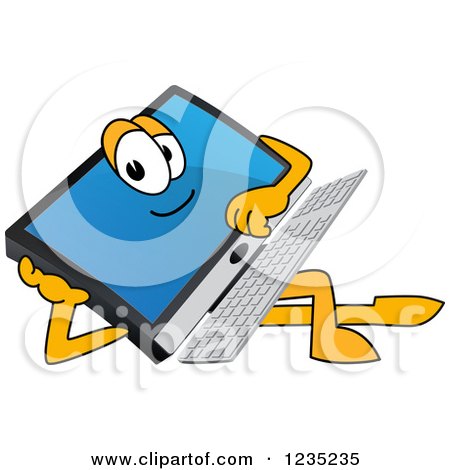 Clipart of a Resting PC Computer Mascot - Royalty Free Vector Illustration by Mascot Junction