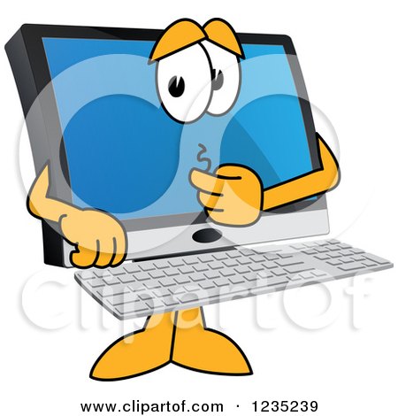 Clipart of a Worried PC Computer Mascot - Royalty Free Vector Illustration by Mascot Junction