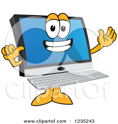 Clipart of a Proud PC Computer Mascot - Royalty Free Vector Illustration by Mascot Junction